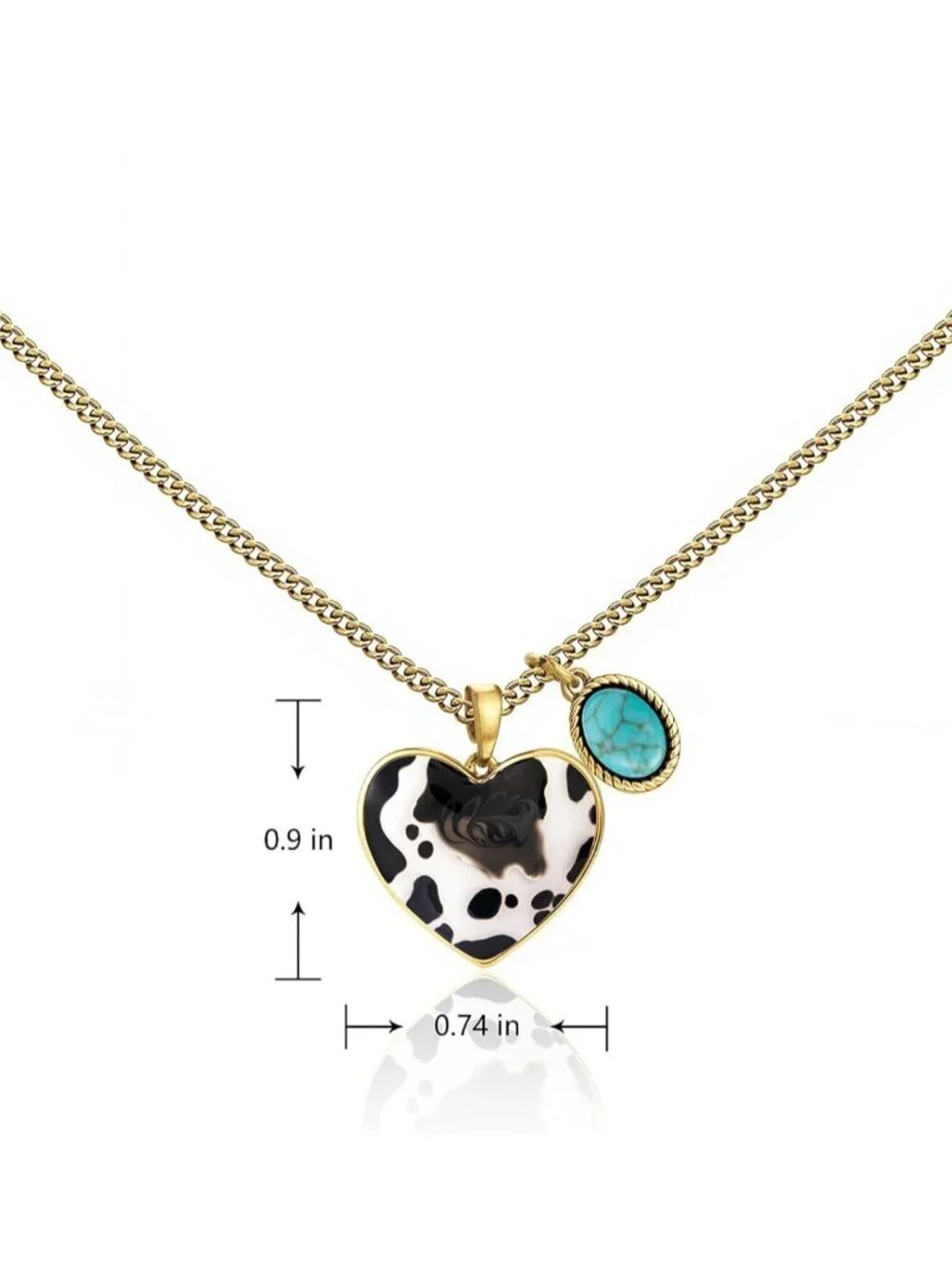 Women's Gold Turquoise Western Gold Plated Wrangler Turquoise Pendant Necklace